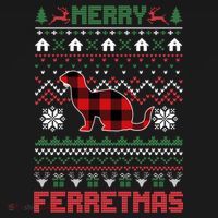 Funny Merry Ferretmas Ugly Christmas Sweater Ferret Santa Women's Long Sleeve Shirt thumb 2