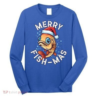 Funny Merry Fishmas Christmas Fish Great Gift Long Sleeve Shirt