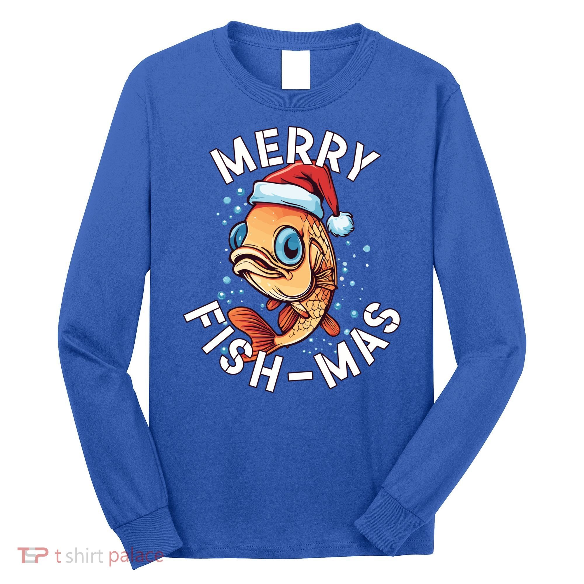 Funny Merry Fishmas Christmas Fish Great Gift Long Sleeve Shirt