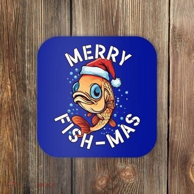 Funny Merry Fishmas Christmas Fish Great Gift Coaster