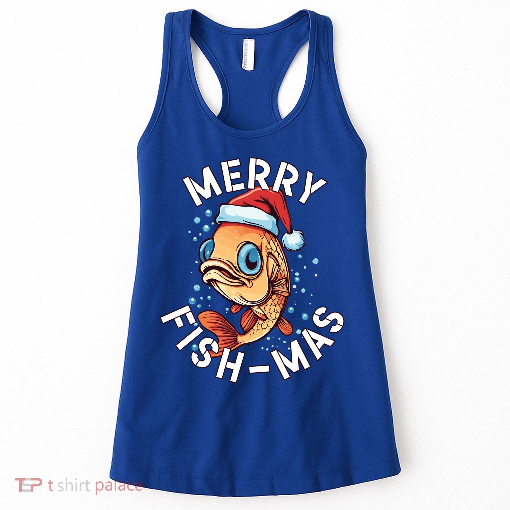 Funny Merry Fishmas Christmas Fish Great Gift Women's Tank Top