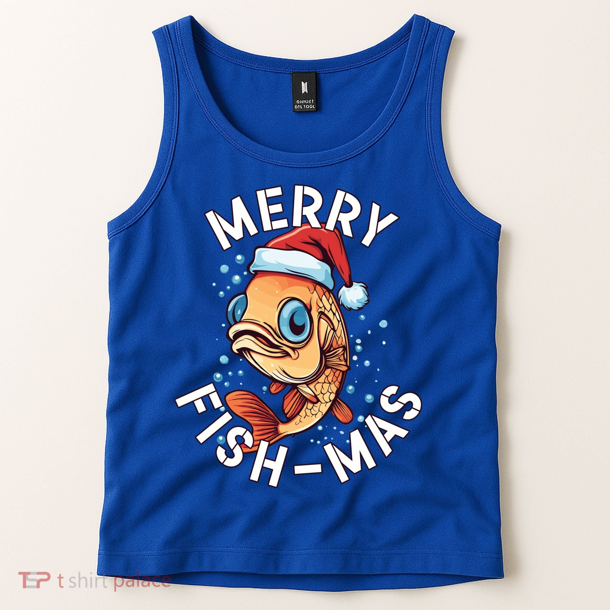 Funny Merry Fishmas Christmas Fish Great Gift Tank Top
