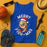 Funny Merry Fishmas Christmas Fish Great Gift Tank Top thumb 4