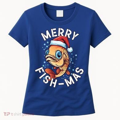 Funny Merry Fishmas Christmas Fish Great Gift Women's T-Shirt