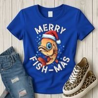 Funny Merry Fishmas Christmas Fish Great Gift Women's T-Shirt thumb 3