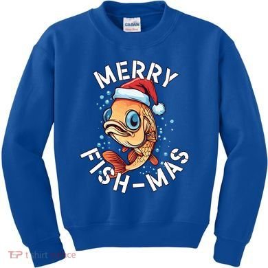 Funny Merry Fishmas Christmas Fish Great Gift Kids Sweatshirt