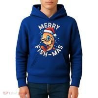 Funny Merry Fishmas Christmas Fish Great Gift Kids Hoodie thumb 4