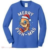 Funny Merry Fishmas Christmas Fish Great Gift Kids Long Sleeve Shirt thumb 0