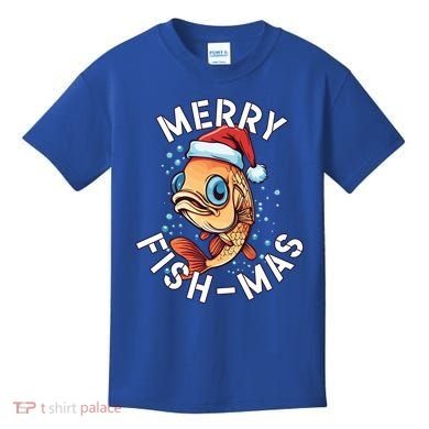 Funny Merry Fishmas Christmas Fish Great Gift Kids T-Shirt