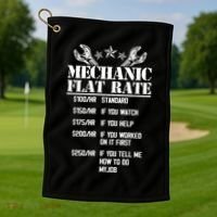 Funny Mechanic Flat Rate Golf Towel thumb 1