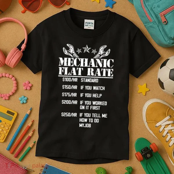 Funny Mechanic Flat Rate Kids T-Shirt
