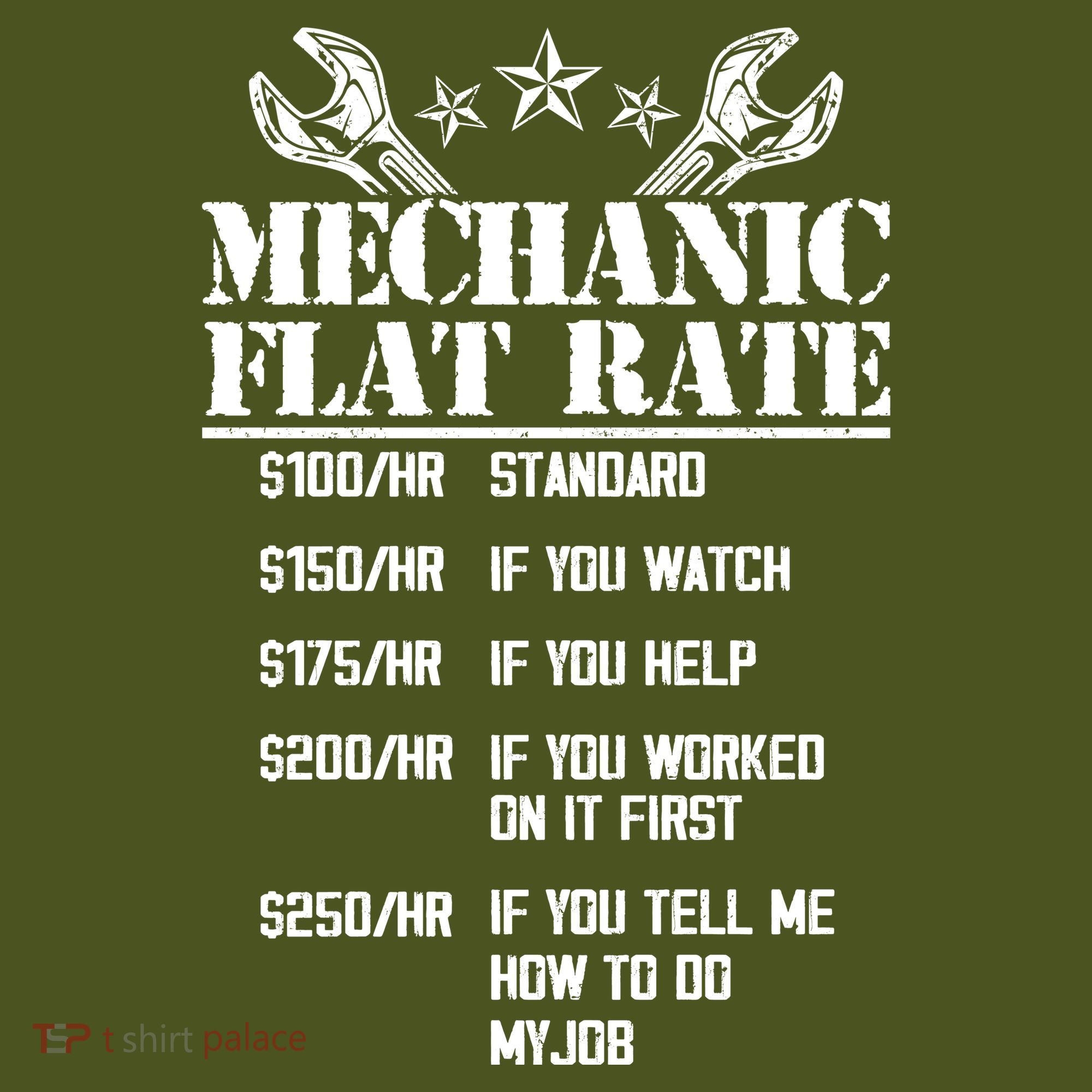 Funny Mechanic Flat Rate Long Sleeve Shirt