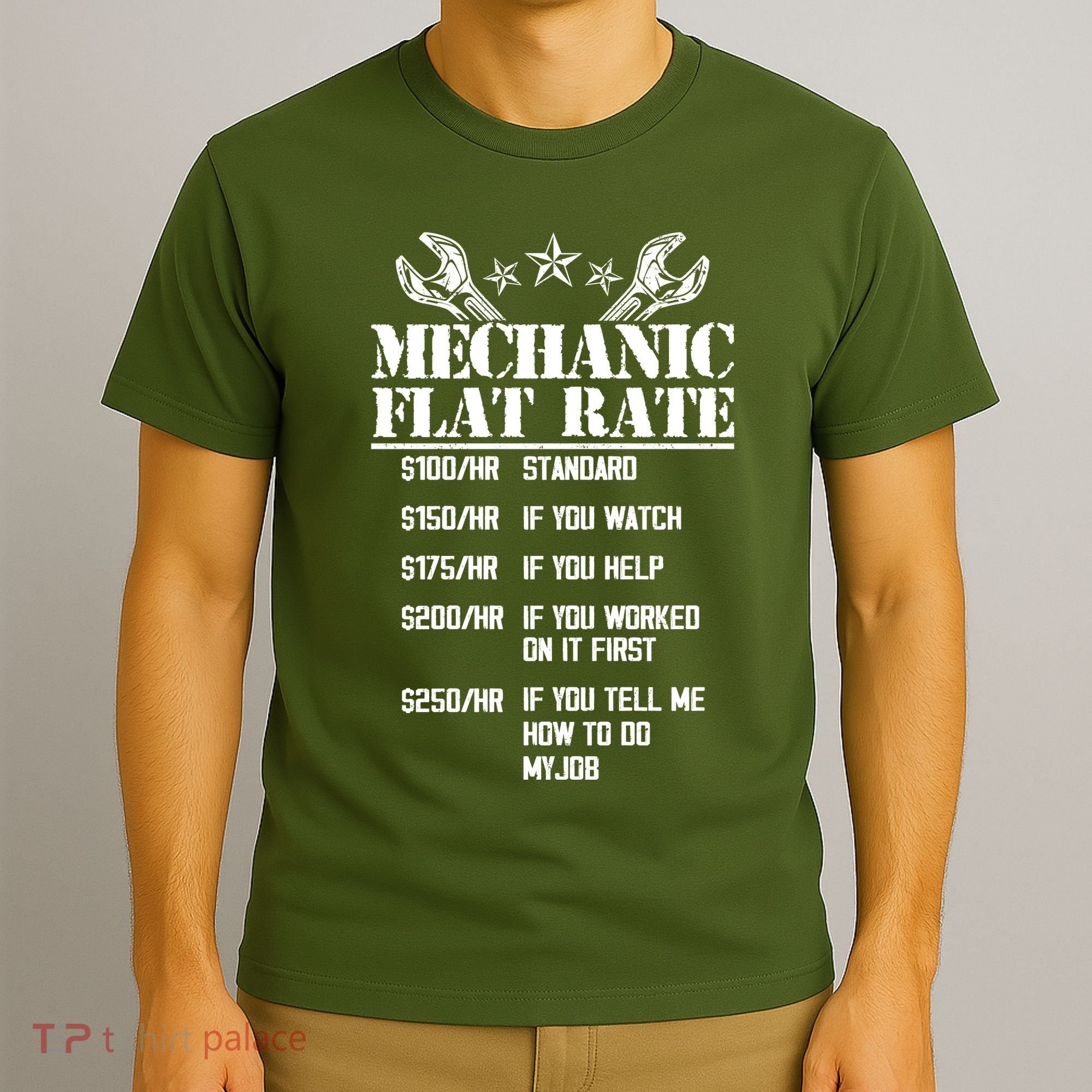 Funny Mechanic Flat Rate T-Shirt