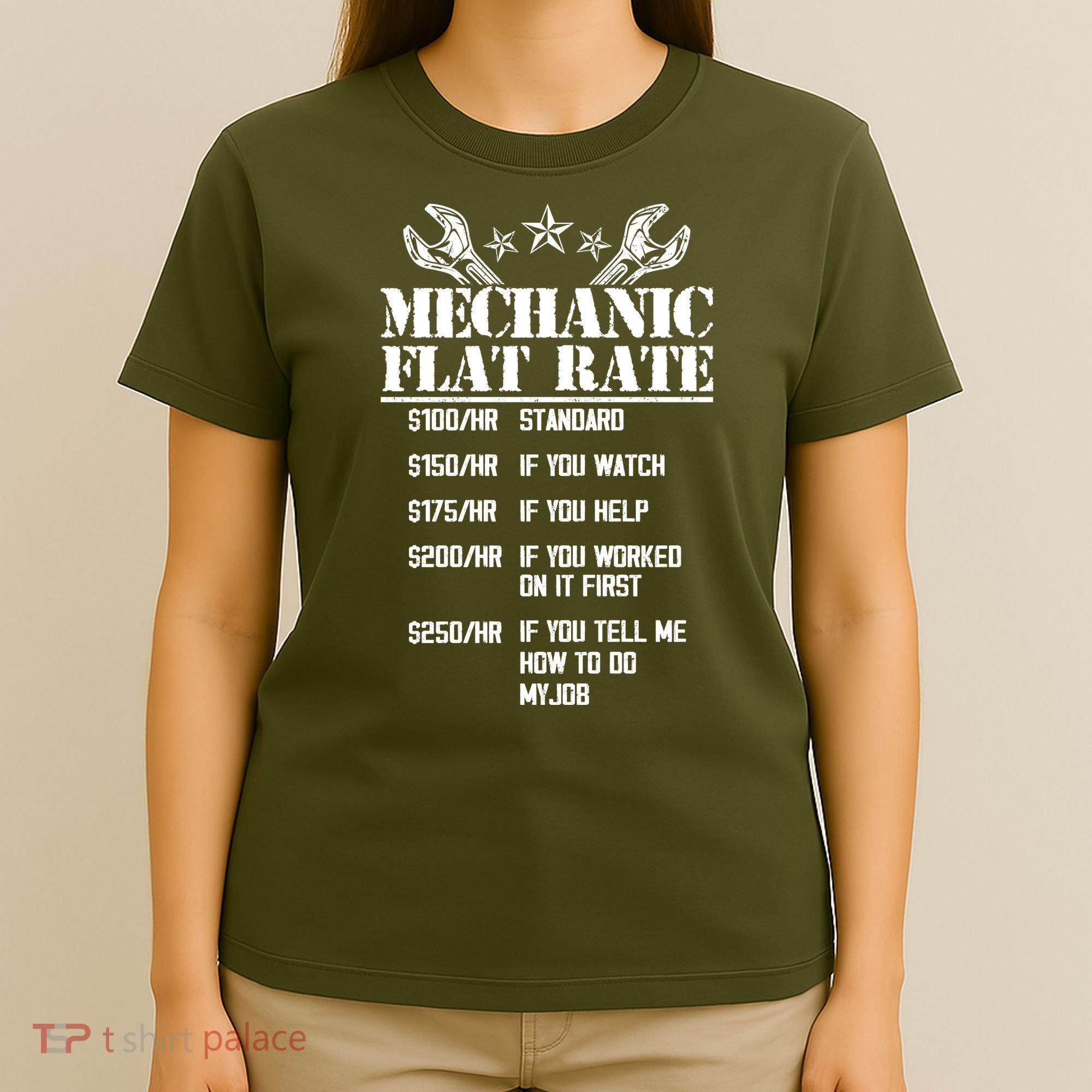Funny Mechanic Flat Rate T-Shirt