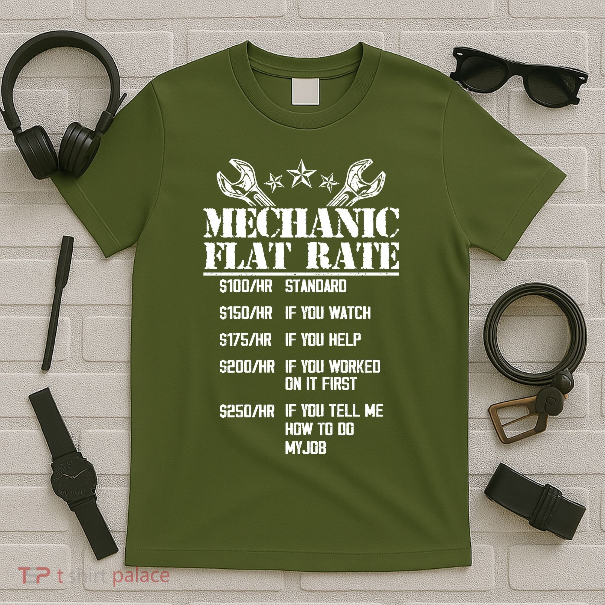 Funny Mechanic Flat Rate T-Shirt
