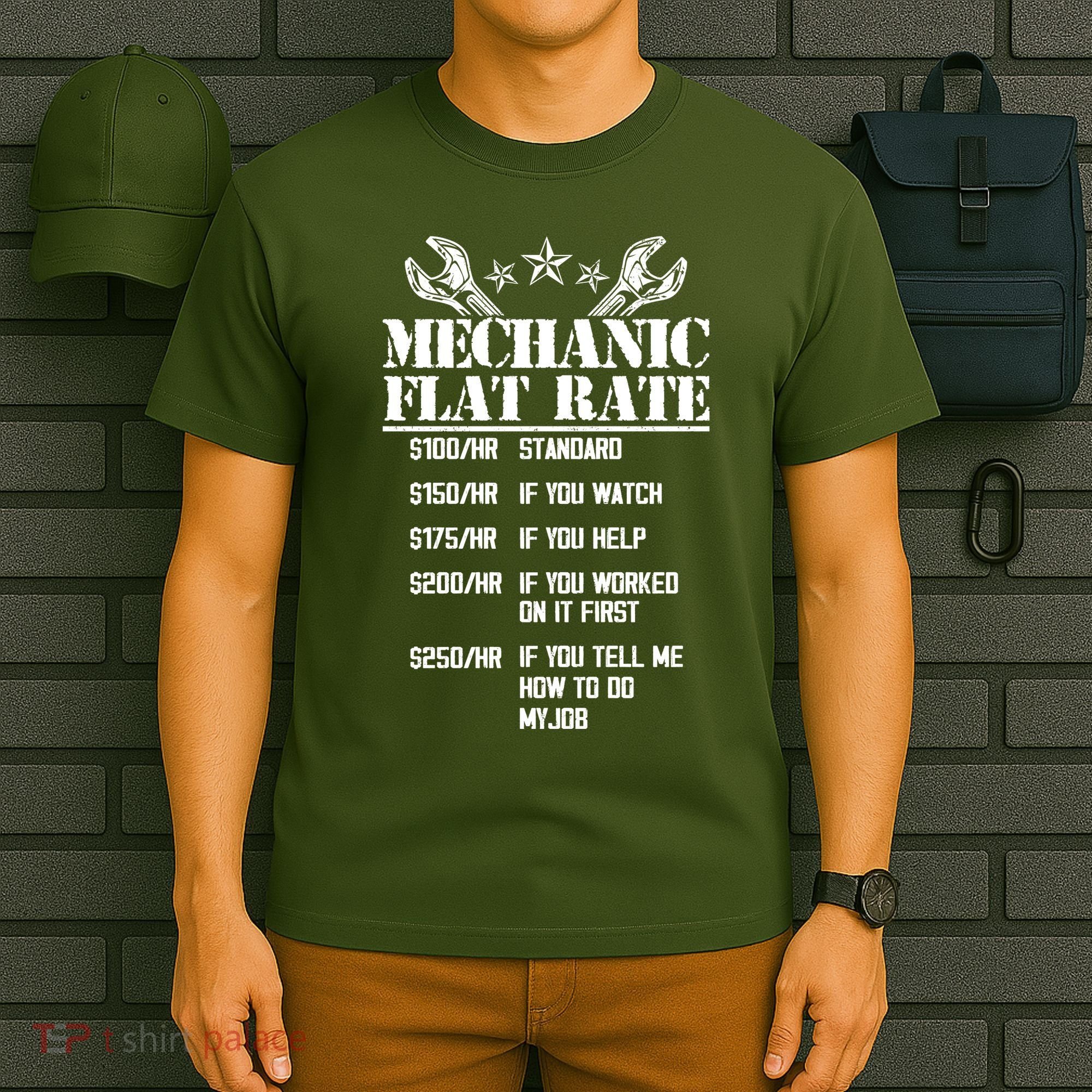 Funny Mechanic Flat Rate T-Shirt