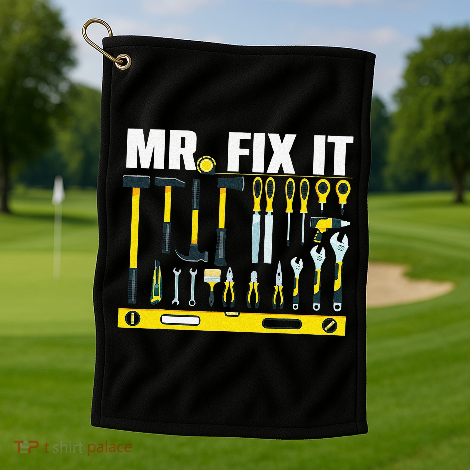 Funny Mr. Fix It Art For DIY Handyman  Repairman Lovers  Golf Towel