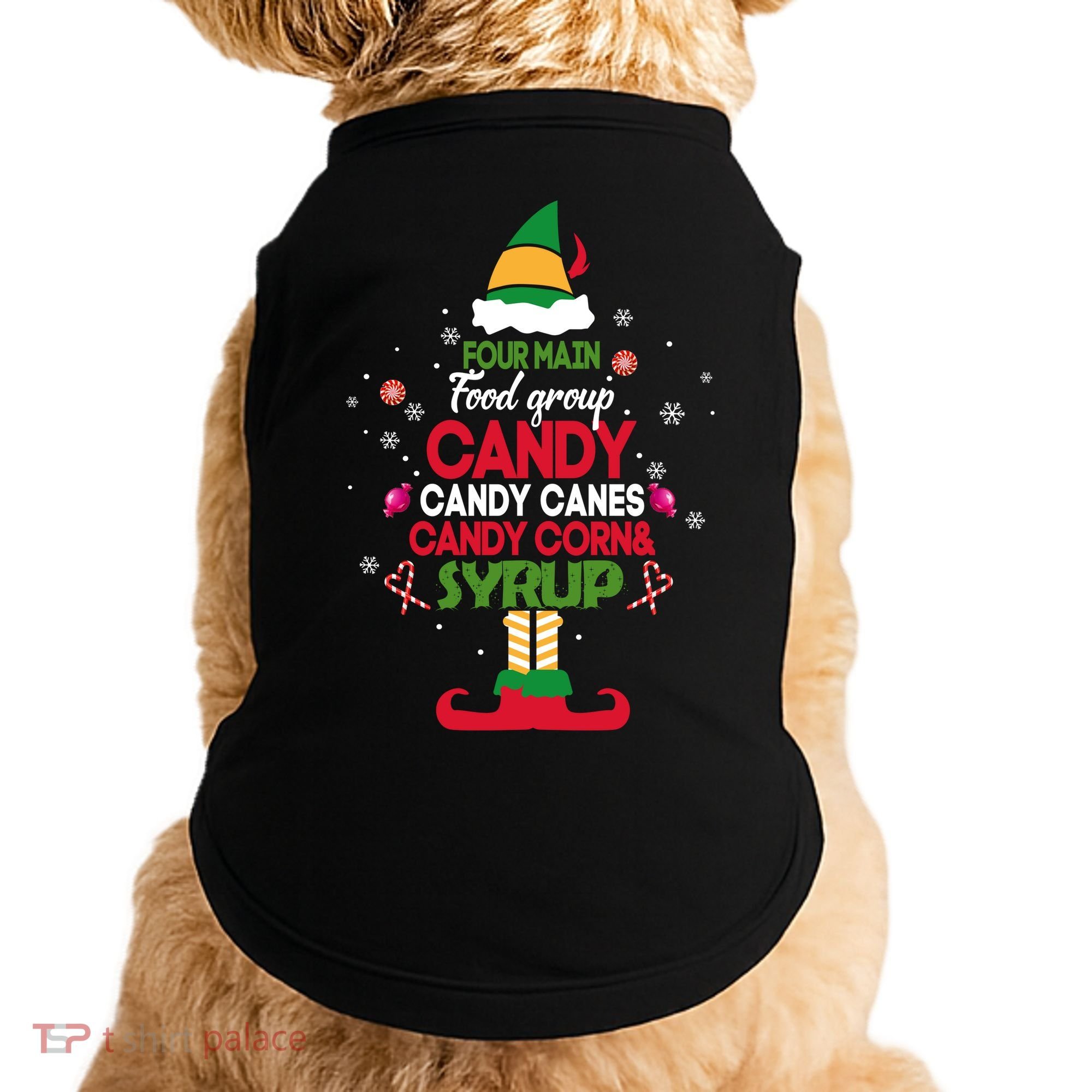 Four Main Food Groups Candy Canes Candy Corns Syrup Elf Doggie Tank