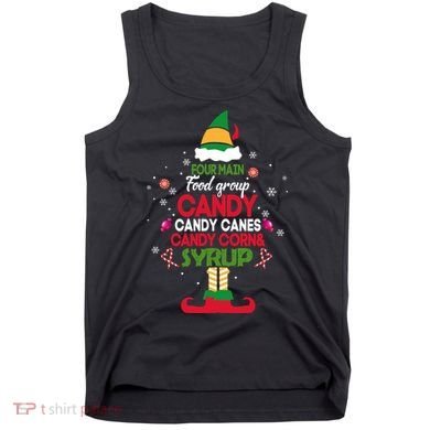 Four Main Food Groups Candy Canes Candy Corns Syrup Elf Tank Top