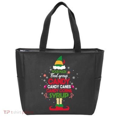 Four Main Food Groups Candy Canes Candy Corns Syrup Elf Tote Bag