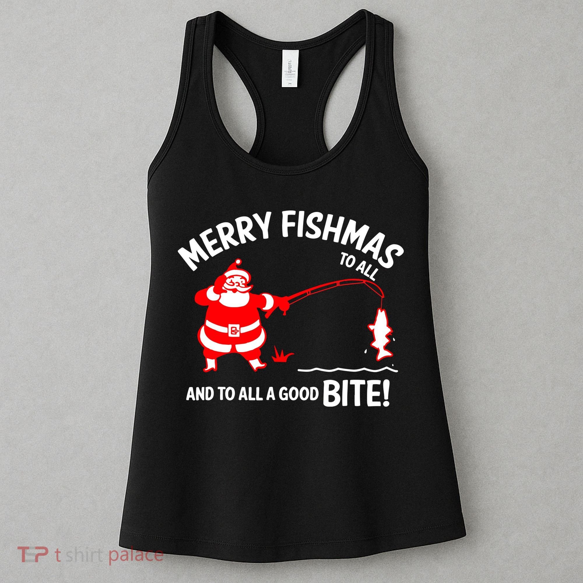 Funny Merry Fishmas Funny Fish Fishing Fisherman Christmas Xmas Gift Women's Tank Top