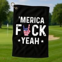 Funny Merica Fuck Yeah 4th Of July Golf Towel thumb 1