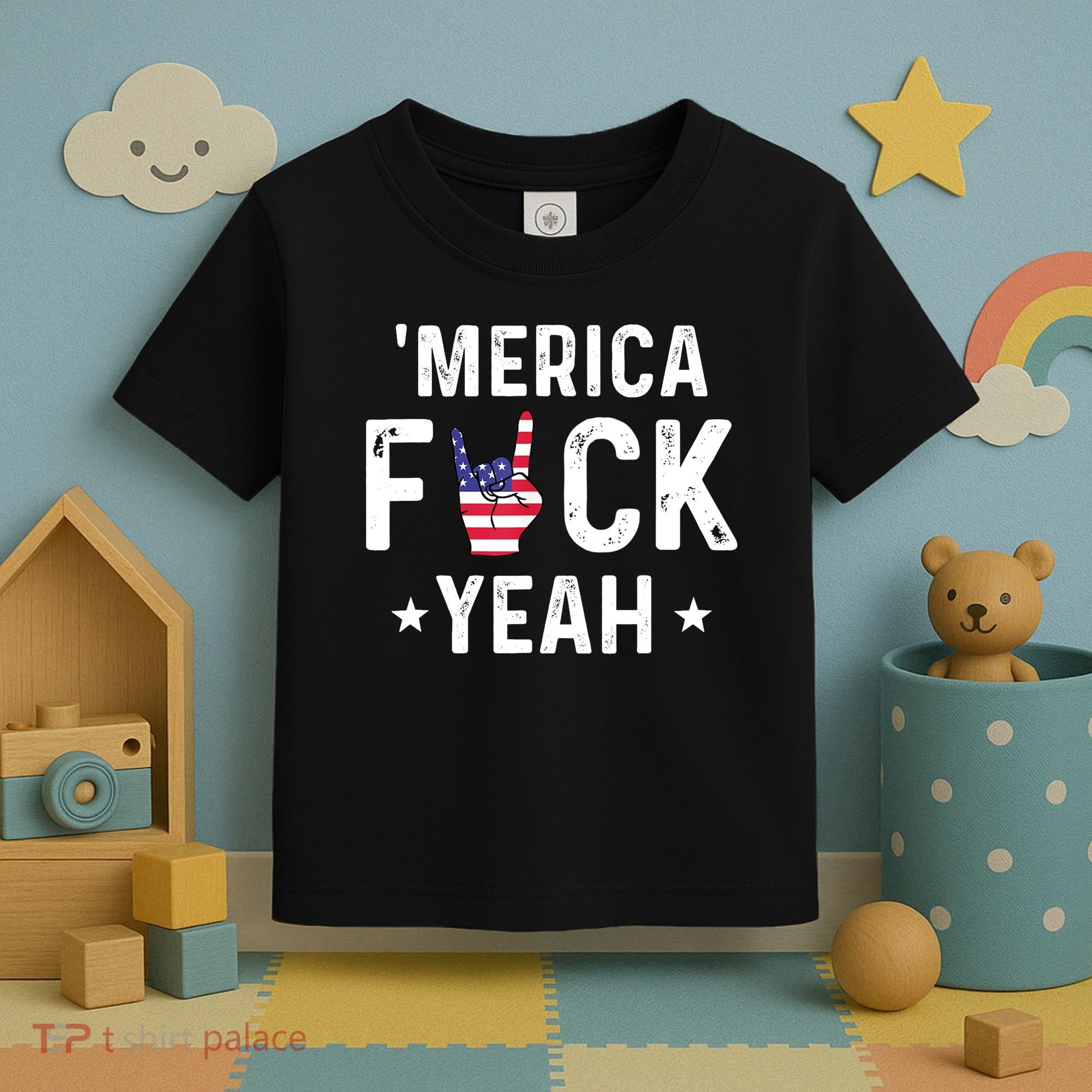 Funny Merica Fuck Yeah 4th Of July Toddler T-Shirt