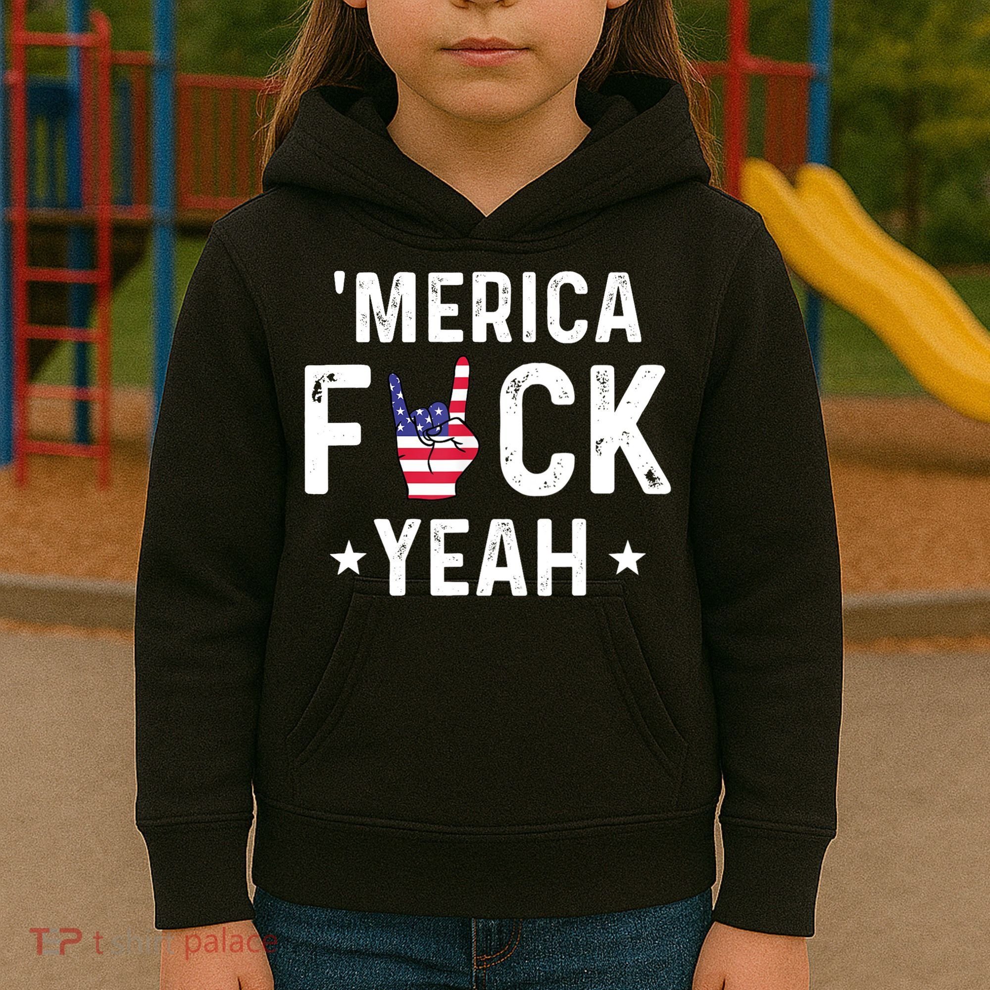 Funny Merica Fuck Yeah 4th Of July Kids Hoodie