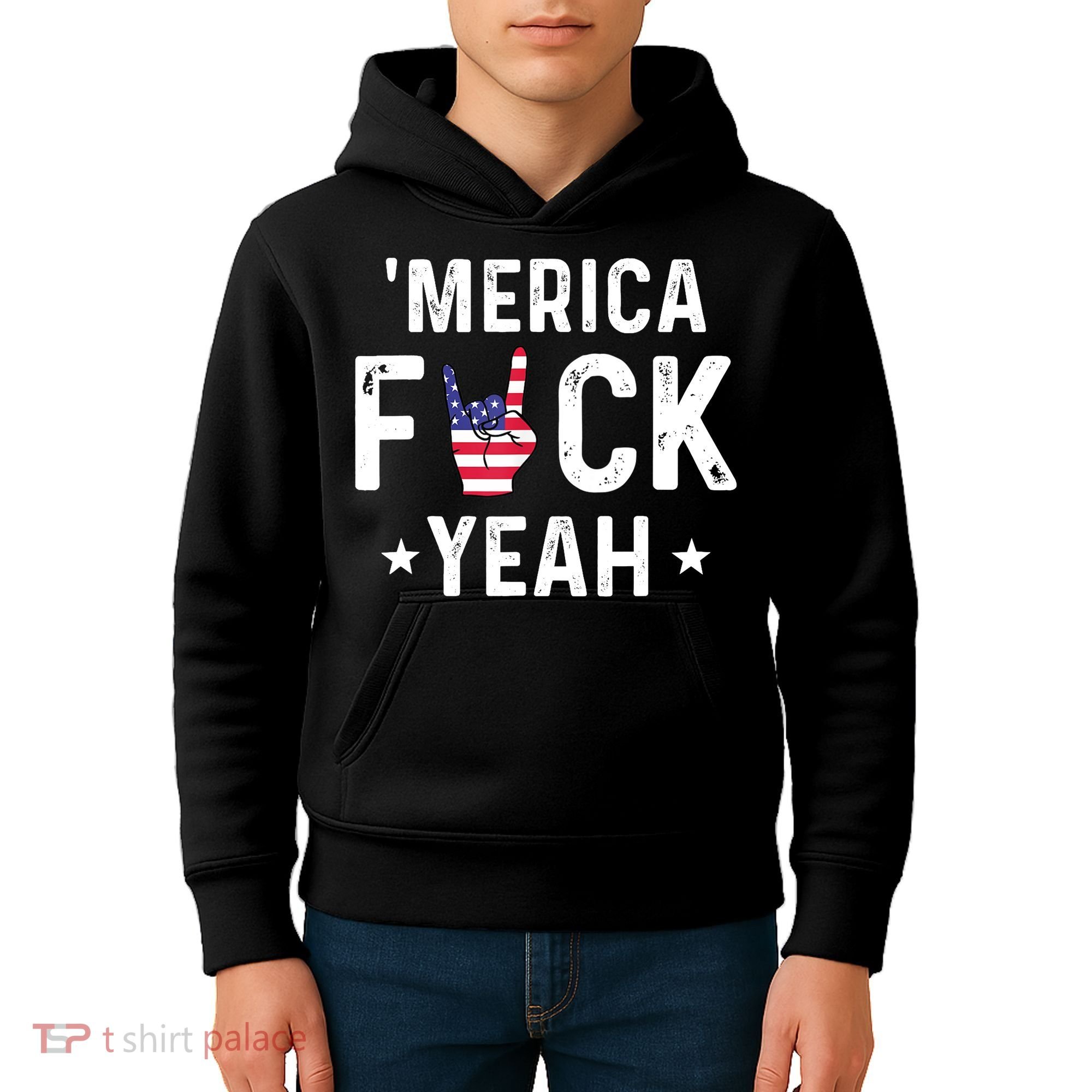 Funny Merica Fuck Yeah 4th Of July Kids Hoodie