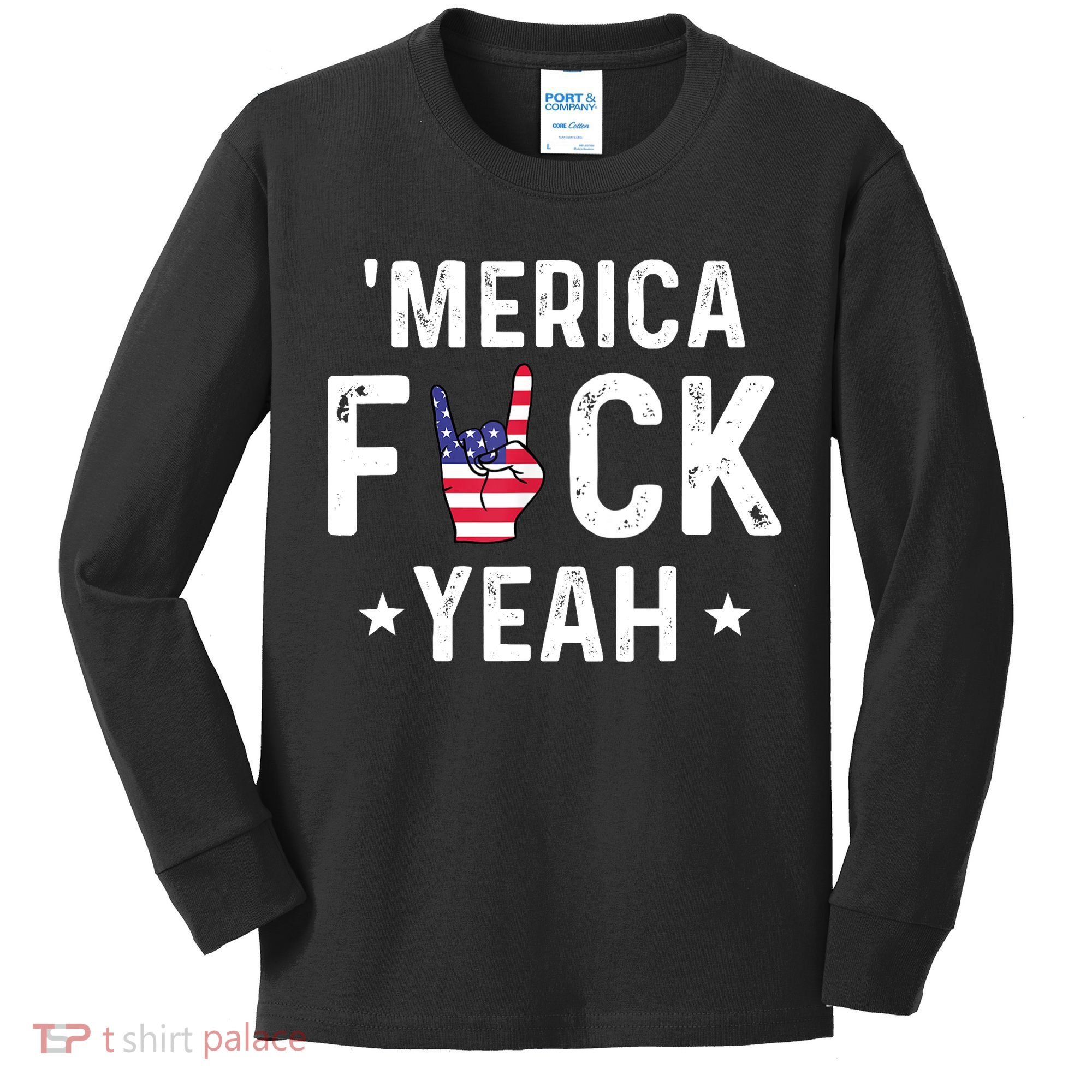 Funny Merica Fuck Yeah 4th Of July Kids Long Sleeve Shirt