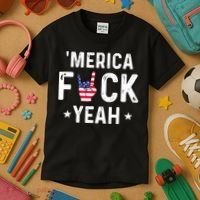 Funny Merica Fuck Yeah 4th Of July Kids T-Shirt thumb 3