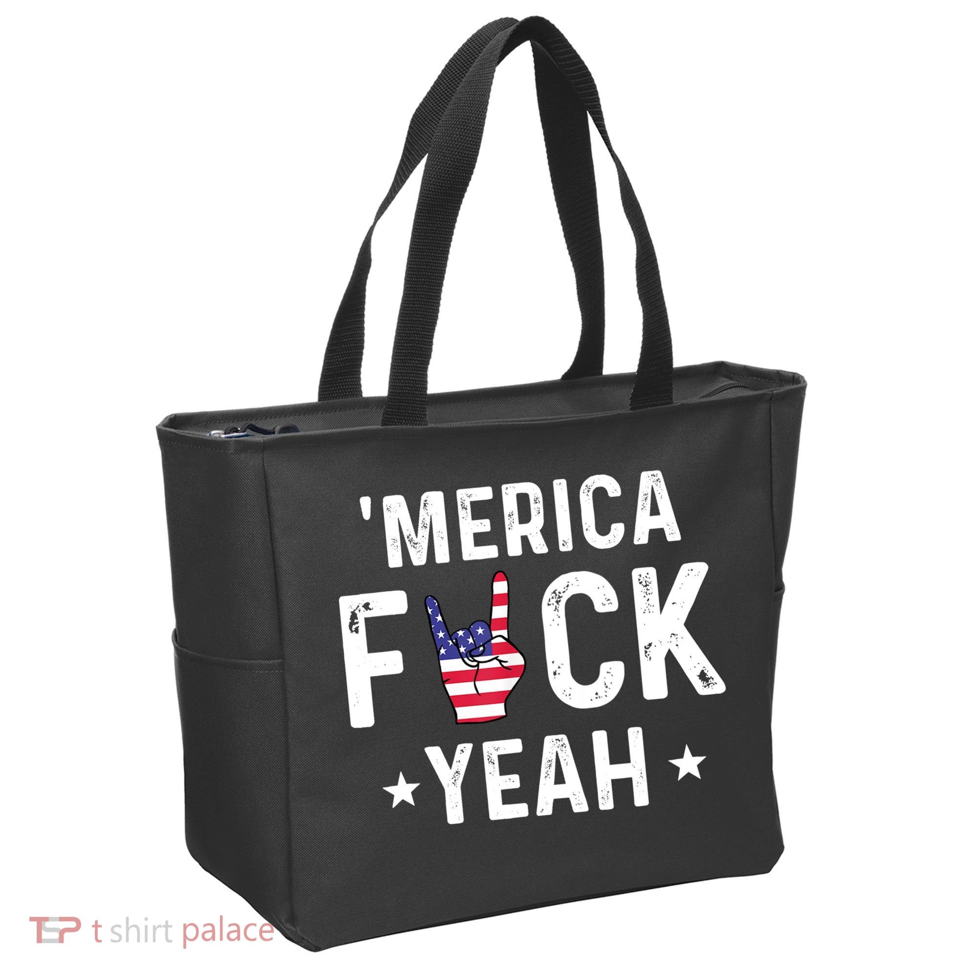 Funny Merica Fuck Yeah 4th Of July Tote Bag
