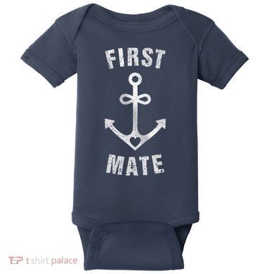 First Mate Funny Anchor Sailing Ship Cruise Baby Bodysuit