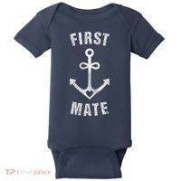 First Mate Funny Anchor Sailing Ship Cruise Baby Bodysuit thumb 0