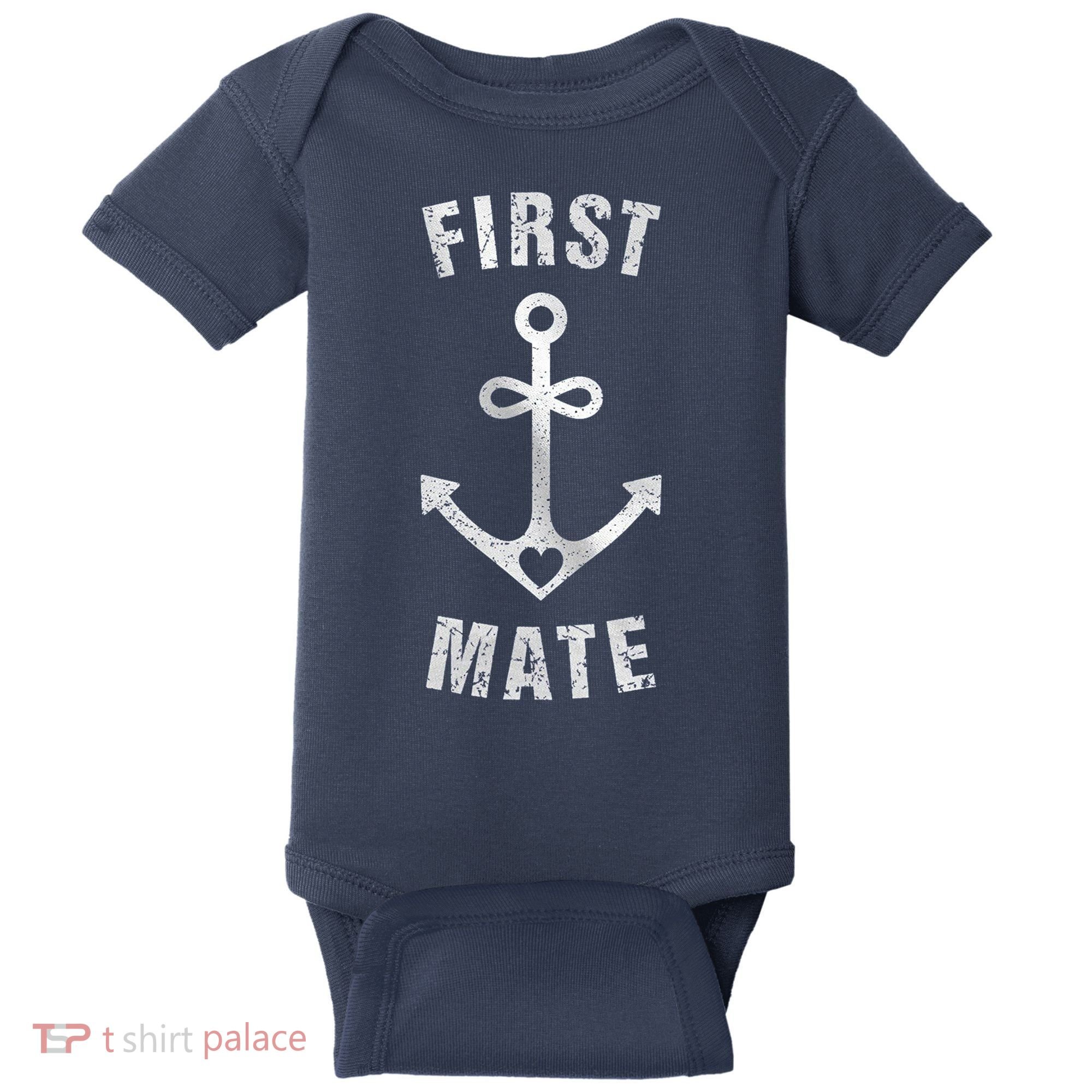 First Mate Funny Anchor Sailing Ship Cruise Baby Bodysuit