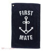 First Mate Funny Anchor Sailing Ship Cruise Golf Towel thumb 0