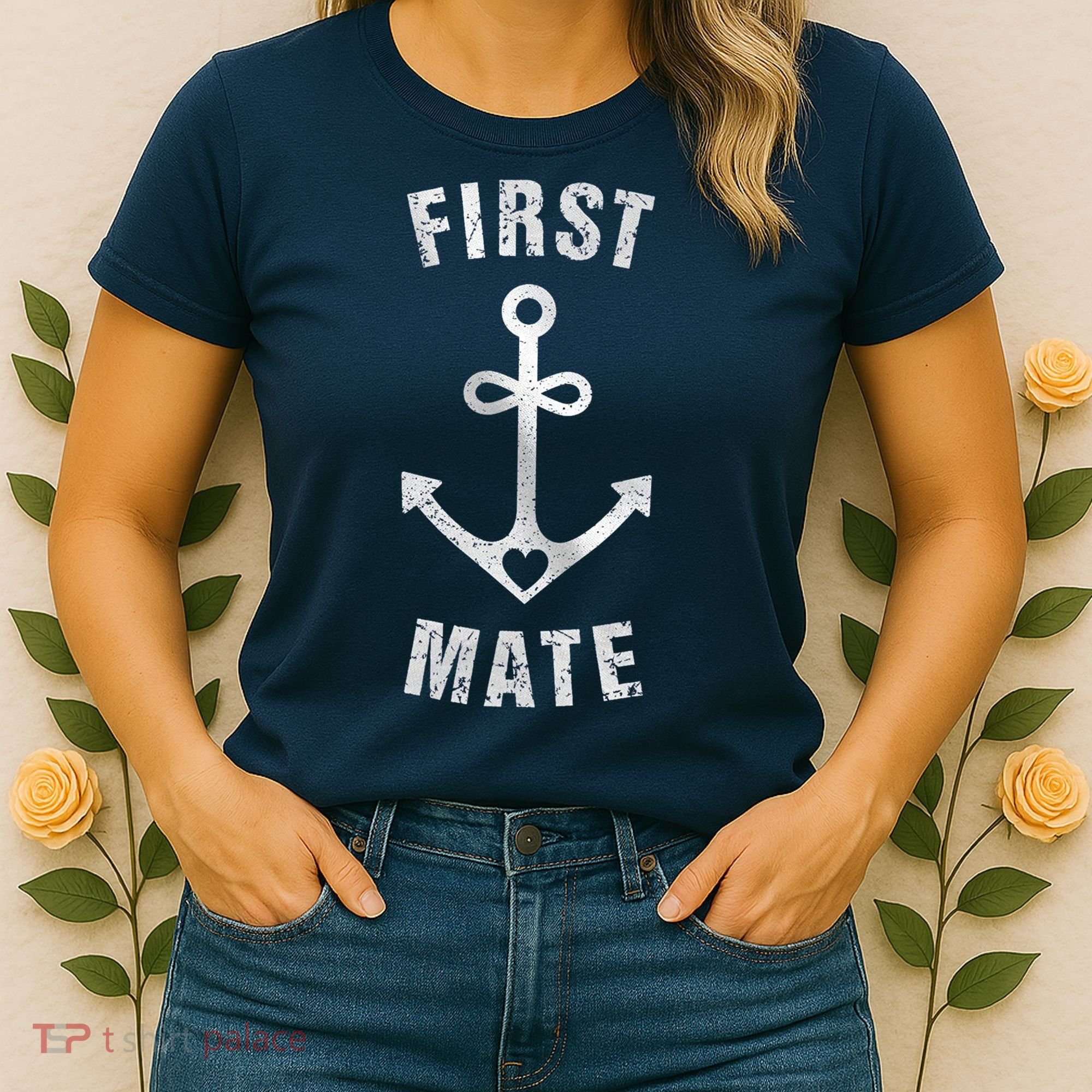 First Mate Funny Anchor Sailing Ship Cruise Women's T-Shirt