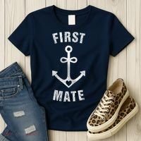 First Mate Funny Anchor Sailing Ship Cruise Women's T-Shirt thumb 3