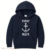 First Mate Funny Anchor Sailing Ship Cruise Kids Hoodie thumb 0