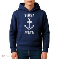 First Mate Funny Anchor Sailing Ship Cruise Kids Hoodie thumb 4
