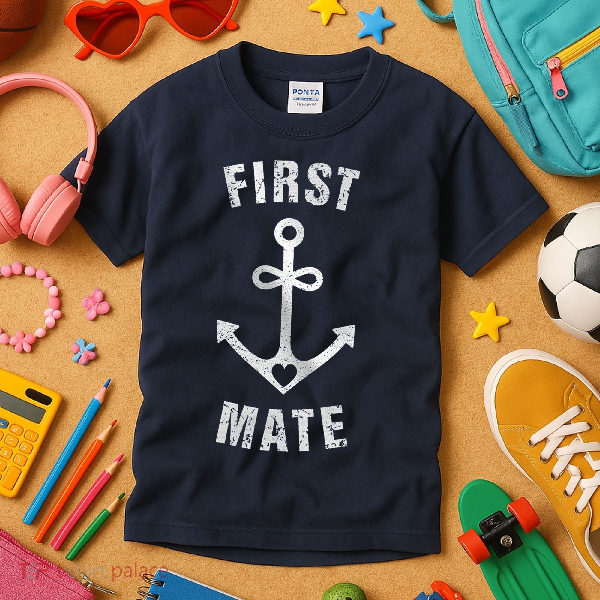 First Mate Funny Anchor Sailing Ship Cruise Kids T-Shirt