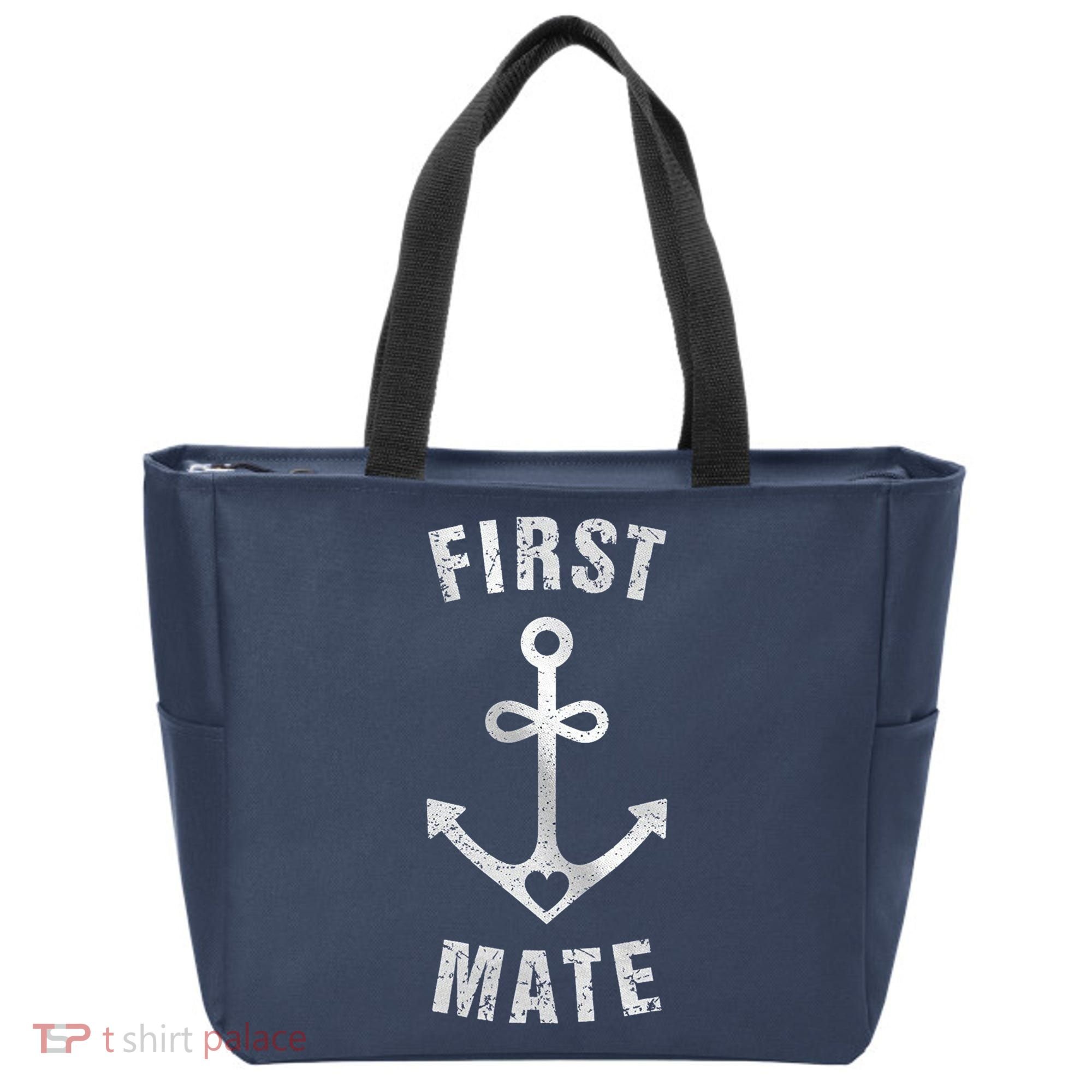 First Mate Funny Anchor Sailing Ship Cruise Tote Bag