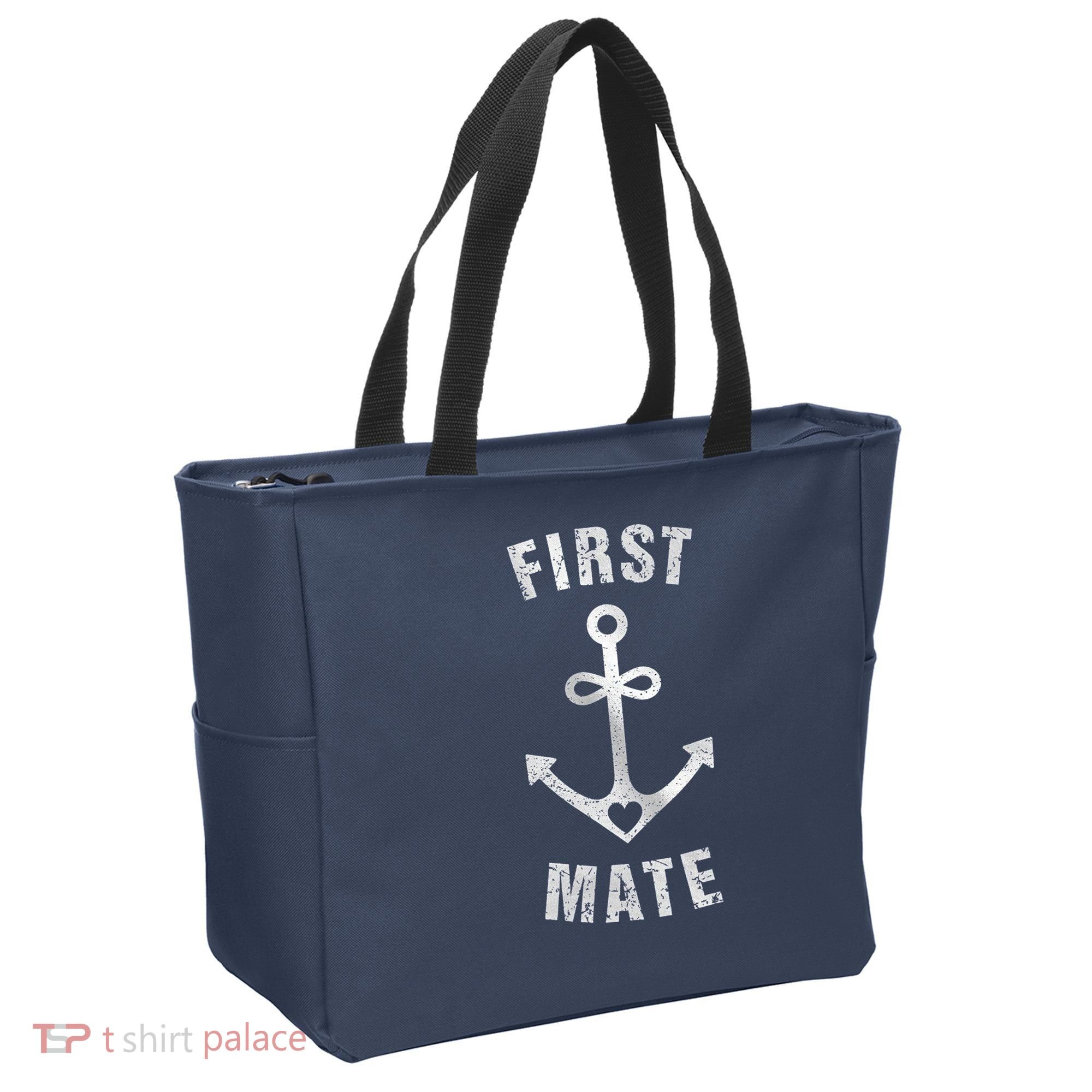 First Mate Funny Anchor Sailing Ship Cruise Tote Bag