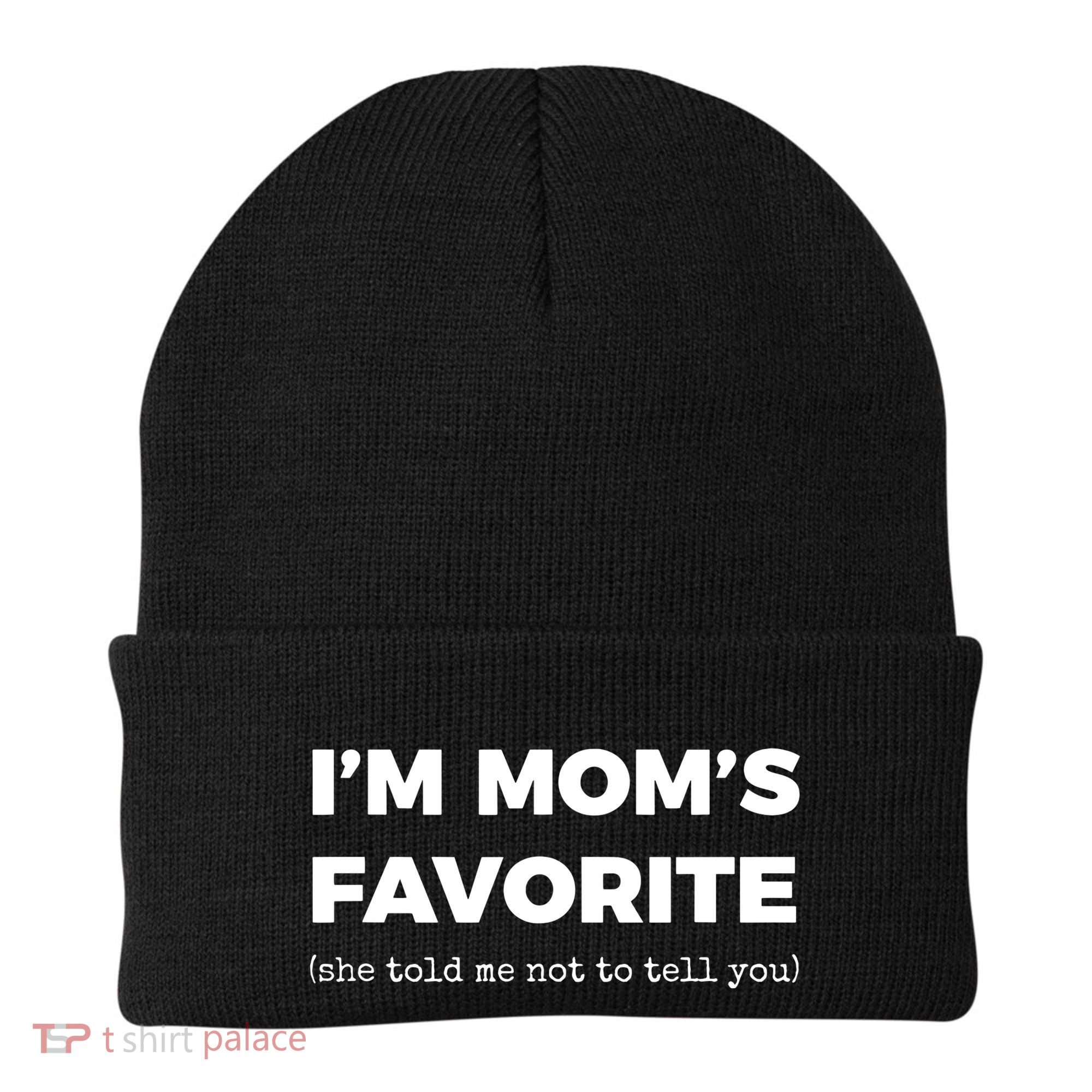 Funny Moms Favorite Son Daughter Im Moms Favorite Beanie
