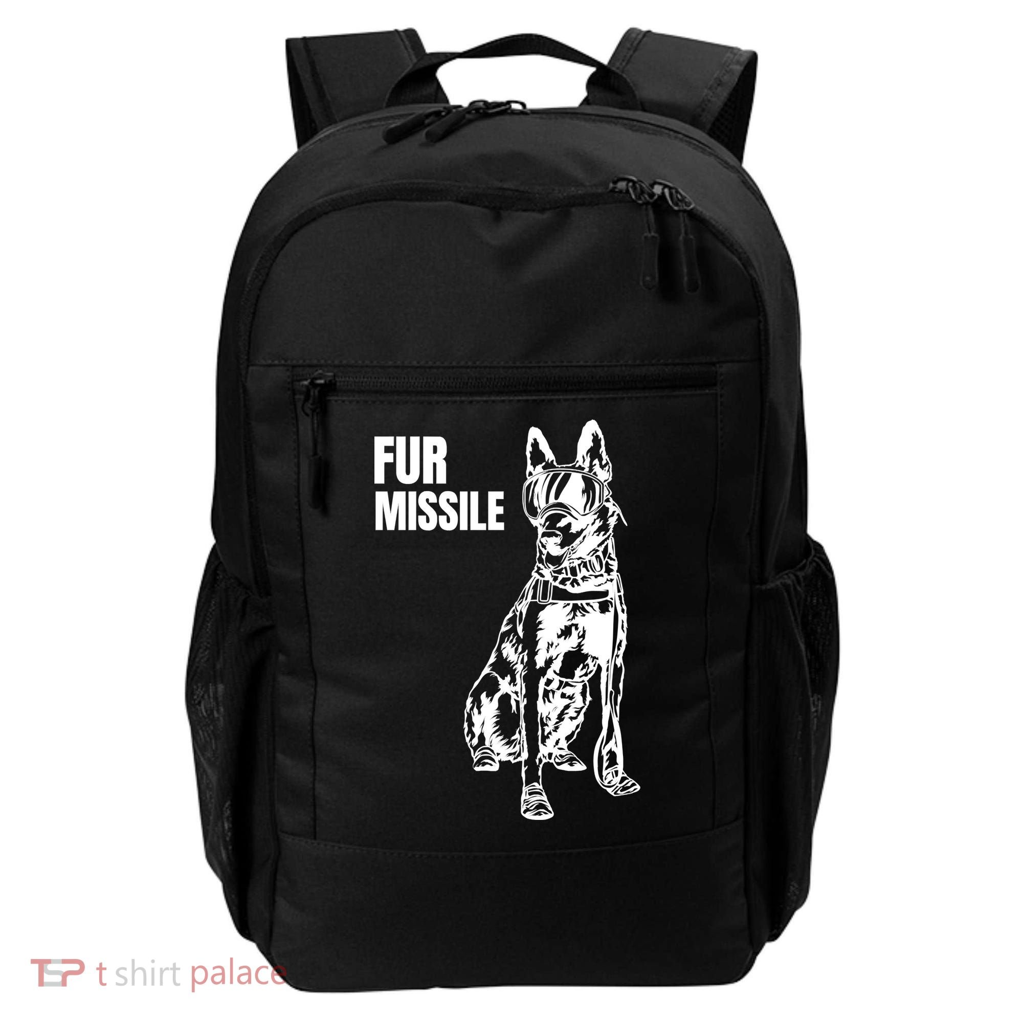 Fur Missile Funny Beligian Malinois Dog Backpack