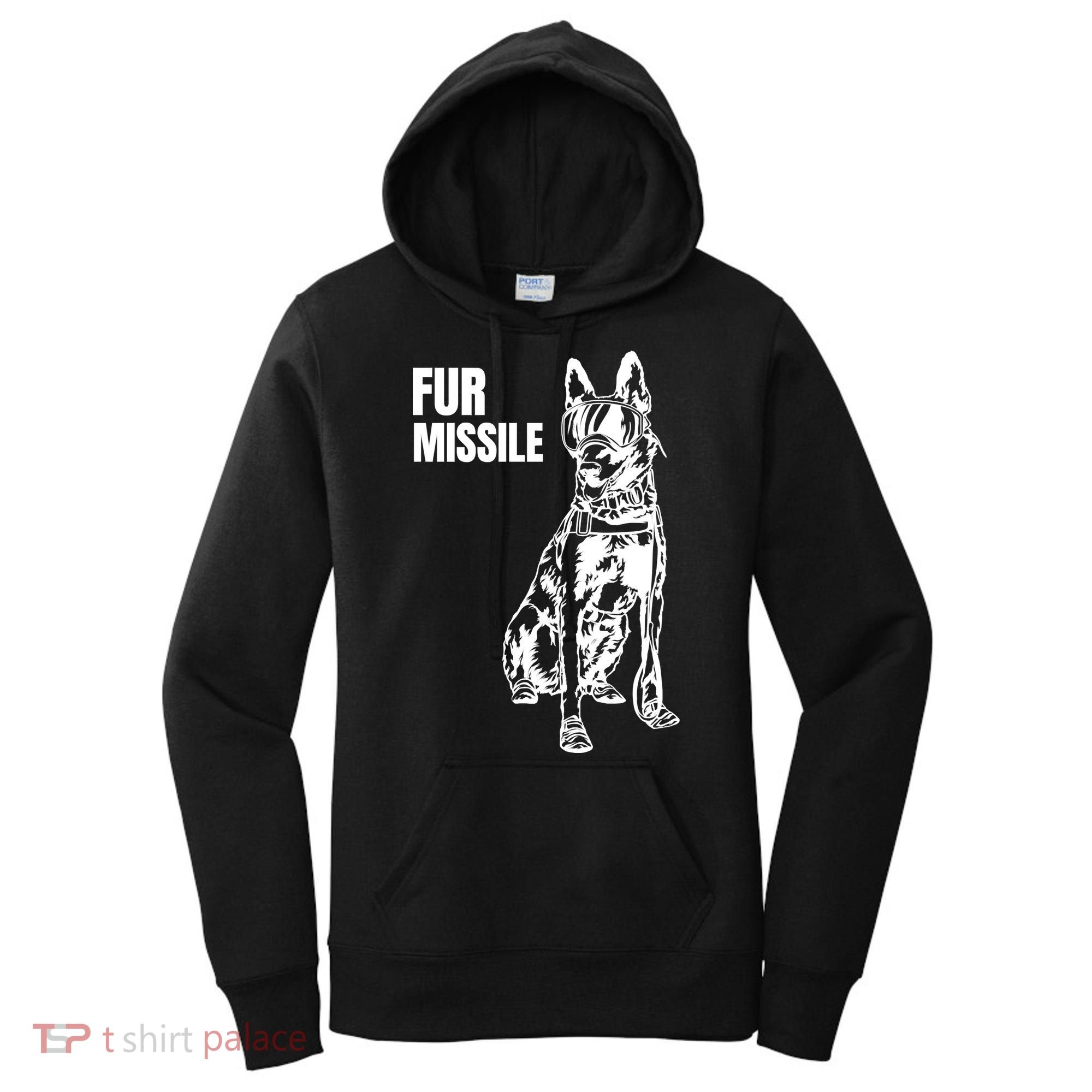 Fur Missile Funny Beligian Malinois Dog Women's Hoodie
