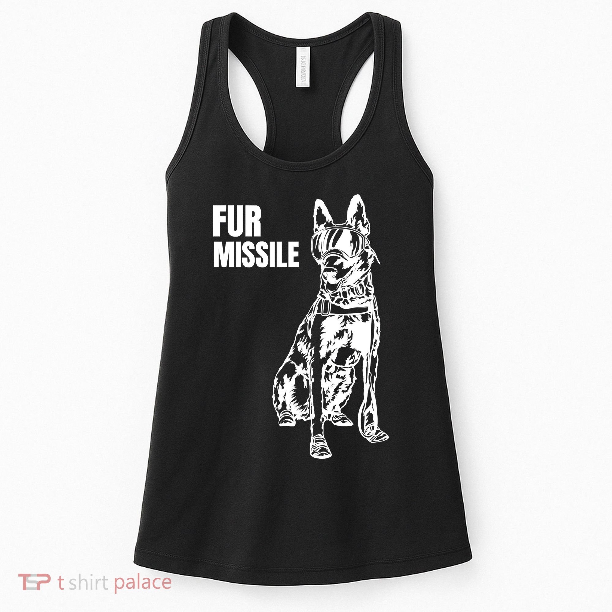 Fur Missile Funny Beligian Malinois Dog Women's Tank Top