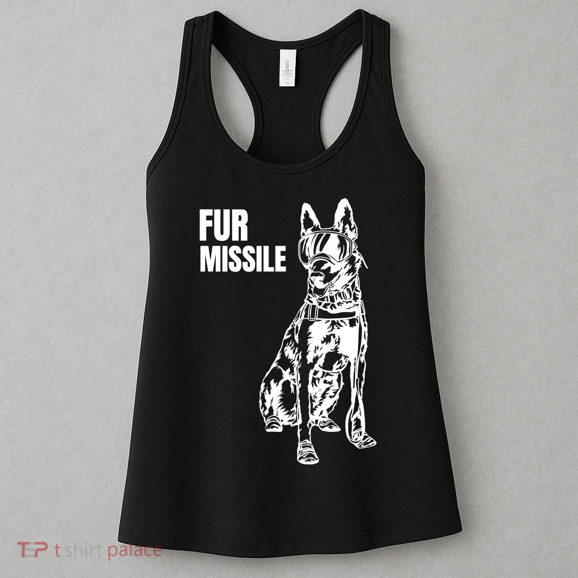Fur Missile Funny Beligian Malinois Dog Women's Tank Top