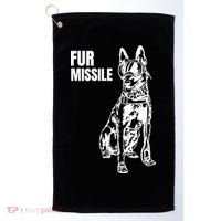 Fur Missile Funny Beligian Malinois Dog Golf Towel thumb 0