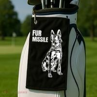 Fur Missile Funny Beligian Malinois Dog Golf Towel thumb 2